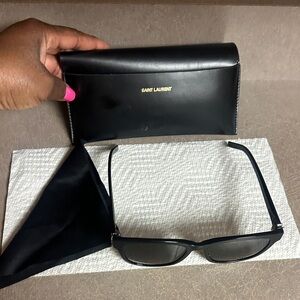 Saint Laurent Black Sunglasses with Case and Cloth